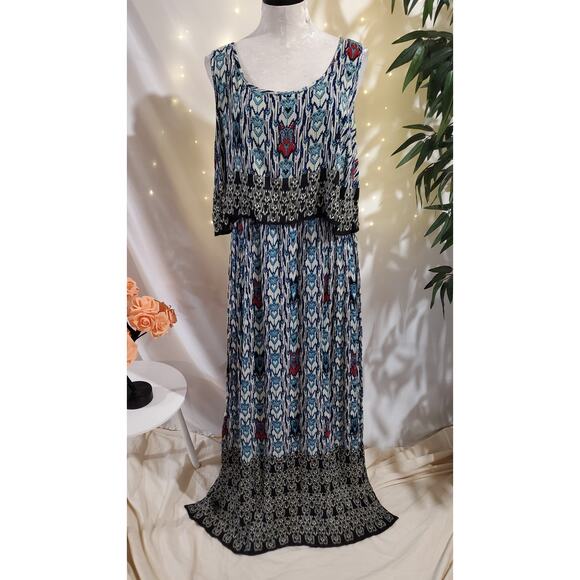 Bila Tiered Boho Layered Sleeveless Slit Maxi Dress Size XL Hippie Festival - Picture 1 of 12